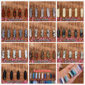 Collar con Colgante de Cristal Chapado en <span class=keywords><strong>Oro</strong></span>, Punto de Cristal Curativo, Chakra Reiki, Piedra Natural Hexagonal de Doble Punta para Bodas y Fiestas - Product Image 6