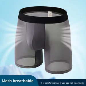 Calzoncillos bóxer antibacterianos de tiro medio transparentes de malla para hombre, calzoncillos de verano finos y transpirables para adultos, cintura Sexy de talla grande - Product Image 2