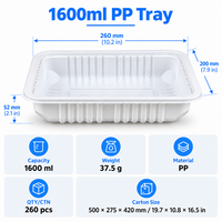 Wegwerp witte PP voedseltray, blisterverpakt, magnetronbestendig, food grade, geschikt voor vlees, groenten, fruit, supermarkt, catering, groothandel