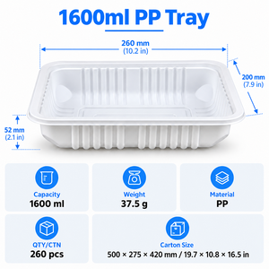 Barquette alimentaire jetable en PP blanc, thermoformée, compatible micro-ondes, qualité alimentaire, pour viande, légumes, fruits, supermarché, restauration, vente en gros - Product Image 2