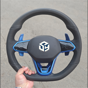 Volant perforé en cuir lisse noir avec surpiqûres pour Volkswagen <span class=keywords><strong>Golf</strong></span> 8 - <span class=keywords><strong>Prix</strong></span> de gros - Product Image 2