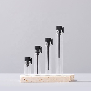 <b>Mini</b> Perfume Tester Glass <b>Bottle</b> 0.5ml 1ml 2ml 3ml Transparent Sample Essential Oil Glass Vials With Black Plastic Lid Dropper - Product Image 5