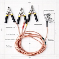 Câble de mise à la terre en cuivre Langshuo pour la sécurité personnelle, 16 mm, 5 m, multiphasé avec poignée isolée pour l'entretien des lignes électriques aériennes