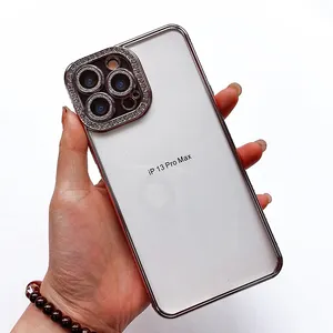 Electroplating Spot Drilling Angel Eyes Side Camera and Edges with Diamonds Fine Holes mobile phone case for iphone 11-15promax