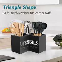 Boîte de rangement d'angle en bois massif pour ustensiles de cuisine avec compartiments, design moderne pour l'organisation des baguettes et cuillères sur le comptoir