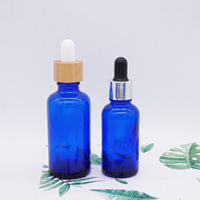 Bouteille d'acupuncture en verre bleu au Cobalt, avec compte-gouttes noir, 30ml, 10 ml