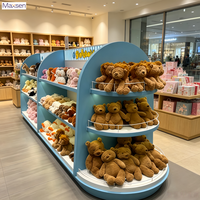 Kommerzielle Mehrstöckige Gebogene Insel-LED-Beleuchtungs-Vitrine für Plüsch-Stofftier-Ausstellung