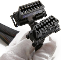 Cable adaptador divisor OBD2 de 16 pines con protección trenzada de chaqueta de PVC 1x extensión macho 2X hembra 30cm lectores de código de coche Cable OBD