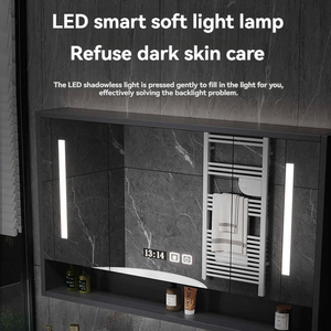 ตู้ห้องน้ำสีดำสุดหรู ตู้กระจกอัจฉริยะ อ่างล้างหน้าสีขาว ตู้แขวนผนัง - Product Image 6