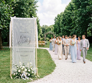 Custom Laced Sheer Paper New Arrival Professional Modern Wedding Welcome Signs for Ceremony & <b>Party</b> <b>Backdrop</b> Decor - Product Image 3
