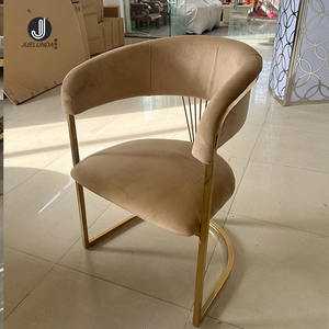 Hot Brown Velvet Modern Luxury Gold Fauteuil en acier inoxydable Chaises de salle à manger est une chaise de salle à manger <span class=keywords><strong>Narra</strong></span> Chaises de salle à manger Velur - Product Image 2
