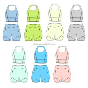 <span class=keywords><strong>Ensemble</strong></span> de <span class=keywords><strong>sport</strong></span> yoga pour filles, tenue d'été unie pour enfants, <span class=keywords><strong>ensemble</strong></span> haut sans manches et short, vêtements de <span class=keywords><strong>sport</strong></span> pour l'école et la gym, logo personnalisé - Product Image 3
