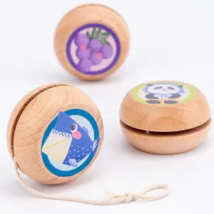 TS 2023 BOLA DE yo-yo de madera Montessori juguetes educativos para bebés rompecabezas de animales personalizados para niños dibujos animados yo-yos de lujo para niños