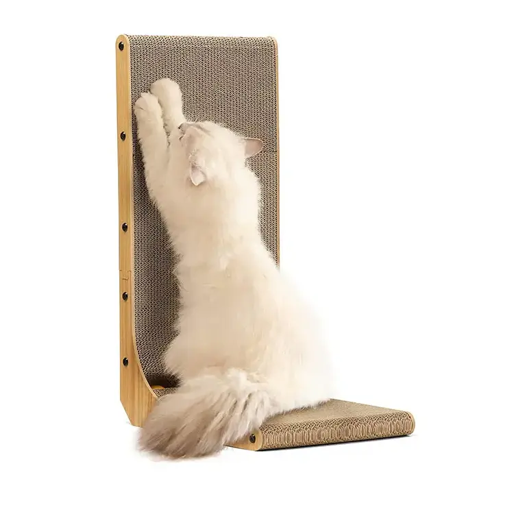 L-shaped gato scratching board para parede e sofá proteção com 2 construir em bolas de brinquedo gato