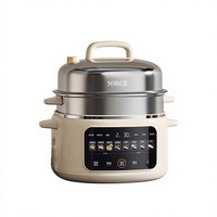 Marmite Électrique Domestique en Acier Inoxydable 4,5 L, Corps Blanc Crème, Micro-pression, Cuisson Précise, Élimination de 96 % de l'Huile, Températures Hautes/Basses