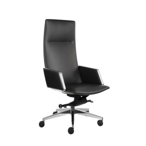 Chaise en cuir à dossier haut pivotante et inclinable au design moderne - Product Image 1