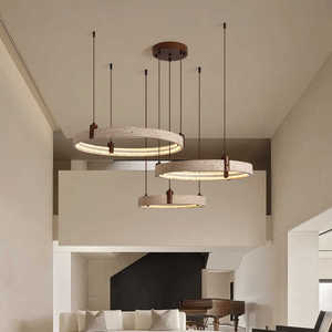 <span class=keywords><strong>Lampadario</strong></span> a Sospensione LED a Spettro Completo in Stile Zen Retrò Cinese, Pietra Gialla, per Sala Duplex, Protezione Occhi, Stile Retrò - Product Image 1