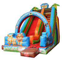Toboggan gonflable à thème animalier de la jungle, équipement de terrain de jeu gonflable commercial pour enfants en plein air