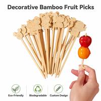 Piques à fruits en bambou personnalisées à thème animalier, brochettes, bâtonnets à burger de qualité alimentaire, piques à cocktail et dessert jetables écologiques