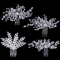 Luxuriöser Blattförmiger Klarer Kristall-Haarkamm Handgefertigtes Strass-Braut-Haaraccessoire für Hochzeiten und Feiern