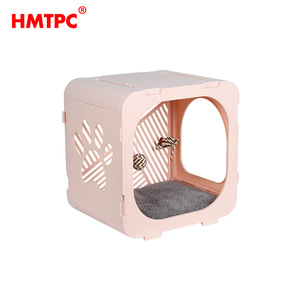 HMTPC Cat Cage Pink Foldable <b>Plastic</b> Quadratic Pet Bed For Cats - Product Image 5