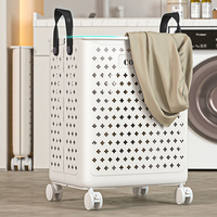 Panier à linge en maille en plastique solide et Durable de haute qualité panier à linge pour le stockage à domicile avec roue