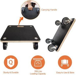 551lbs Square Wooden Mover <span class=keywords><strong>Dolly</strong></span> 250kg Plate <span class=keywords><strong>Dolly</strong></span> para mover muebles 250kg Rodillo de madera contrachapada <span class=keywords><strong>Dolly</strong></span> Personalizable Soporte OEM - Product Image 4