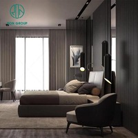 High-End-nordische Villa Hotel Luxus Senior grau Stoff King-Size-Queen-Bett mit weißen TV-Ständer Kopfteile Möbel Schlafzimmer-Set