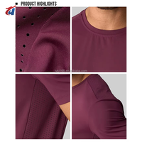 T-shirt de sport pour homme, personnalisé avec logo OEM, en nylon et élasthanne, réfléchissant, respirant, avec ventilation découpée au laser, pour la course à pied et l'entraînement.