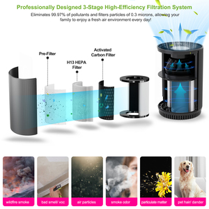 Máy tính để bàn Máy lọc không khí HEPA lọc hộ gia đình Máy lọc điện nguồn điện vật liệu nhựa EU chúng tôi cắm EMC chứng nhận xách tay - Product Image 6