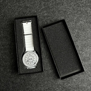 Montre à quartz pour homme Sabr personnalisée de luxe, sportive, en acier inoxydable noir, chiffres arabes, bracelet en silicone gradué avec perles magnétiques - Product Image 5