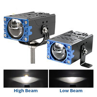 Projecteur carré bleu LED, projecteur à faisceau bas et haut, anti-éblouissement, universel pour camion tout-terrain, moto, calandre, pare-chocs