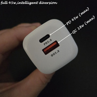 UK-Stecker Dual-Port-Ladegeräte und Adapter für Mobiltelefone QC3.0 PD 45W GaN USB Typ-C Netzadapter