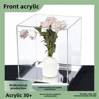 Boîte de présentation transparente en acrylique pour fleurs éternelles, anti-poussière et anti-humidité