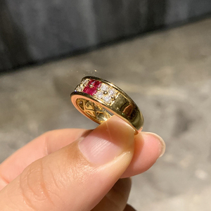 Aazuo แหวนทองคำแท้18K สีเหลืองเพชรธรรมชาติอัญมณีทับทิมธรรมชาติใส่ได้ทุกเพศของขวัญสำหรับงานเลี้ยงวันเกิดของผู้หญิง - Product Image 3