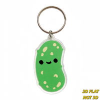 Porte-clés Kawaii en forme de cornichon vert mignon avec visage souriant et bosses, breloque en acrylique transparent pour clés, sacs, sacs à dos