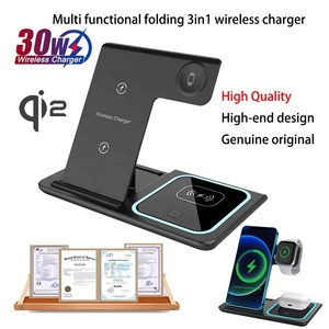 Nuevo <span class=keywords><strong>Cargador</strong></span> Inalámbrico Plegable 3 en 1, <span class=keywords><strong>Cargador</strong></span> Portátil de Carga Rápida de 30 W para Samsung, iPhone, Xiaomi, Huawei, <span class=keywords><strong>OPPO</strong></span> con Luces LED - Product Image 1