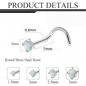 Piercing de nez en acier inoxydable opale, barres droites, en L et en S, design géométrique à vis, bijoux de piercing, cadeau - Product Image 2