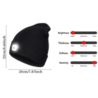Bonnet en acrylique doux personnalisé avec LED et lumière USB amovible, tricoté à revers pour la course nocturne, la pêche et les travaux de jardinage
