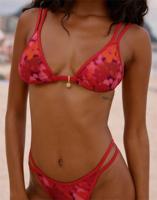 Vente chaude en gros, bikini personnalisé en vrac, imprimé floral rouge, triangle, double cordon, string sexy, micro bikini, maillot de bain pour femmes