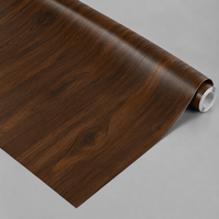 Film adhésif rustique en PVC imperméable à l'eau, imitation grain de noyer foncé, pour portes de placard et surfaces de meubles