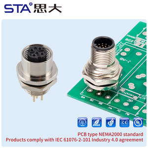 Konektor M12 Lurus IP67 Male Female Kode a B C D <span class=keywords><strong>2</strong></span> 3 4 5 6 8 12 17Pin Pemasangan Depan Soket PCB M12 - Product Image 3