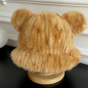 Chapeau de pêcheur moelleux à oreilles d'ours mignon, <span class=keywords><strong>gants</strong></span> chauds, écharpe de dessin animé, cache-cou d'hiver, 100% acrylique, style image - Product Image 6