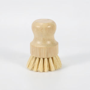 Palm Pot Brush Natürliche Peeling bürste Langlebiges Scrubber-Reinigungs set Bambus Runde Mini-Geschirr bürste mit Keramik halter Geschirr korb - Product Image 3