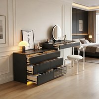 Coiffeuse moderne avec éclairage LED, nouvelle table de toilette en bois avec rangement pour la chambre à coucher ou la salle de bain, ensemble de meubles de maquillage