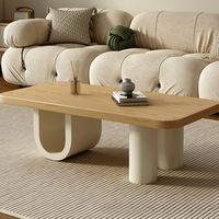 Table basse en bois massif de style crème importée de Chine, moderne et minimaliste, carrée, pour salon, usage domestique, multifonctionnelle