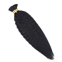Cheveux humains Kinky Straight en vrac, 100% bruts non traités, Remy brésiliens naturels, pour tresses Kinky Twist, vente en gros