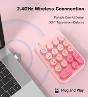 Keypad Angka Nirkabel 2.4G Plug and Play 18 Tombol Tombol Bulat Retro Keyboard Angka Mini Portabel Lucu untuk PC/Desktop/Laptop