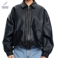 Veste en cuir PU personnalisée pour femmes YuFan avec texture manteaux décontractés noirs pour fabricant de vêtements pour femmes