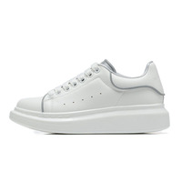 Chaussures blanches tendance, nouvelle collection printemps-automne, à semelle épaisse compensée, rehaussantes, en cuir, pour couple, style décontracté, de créateur